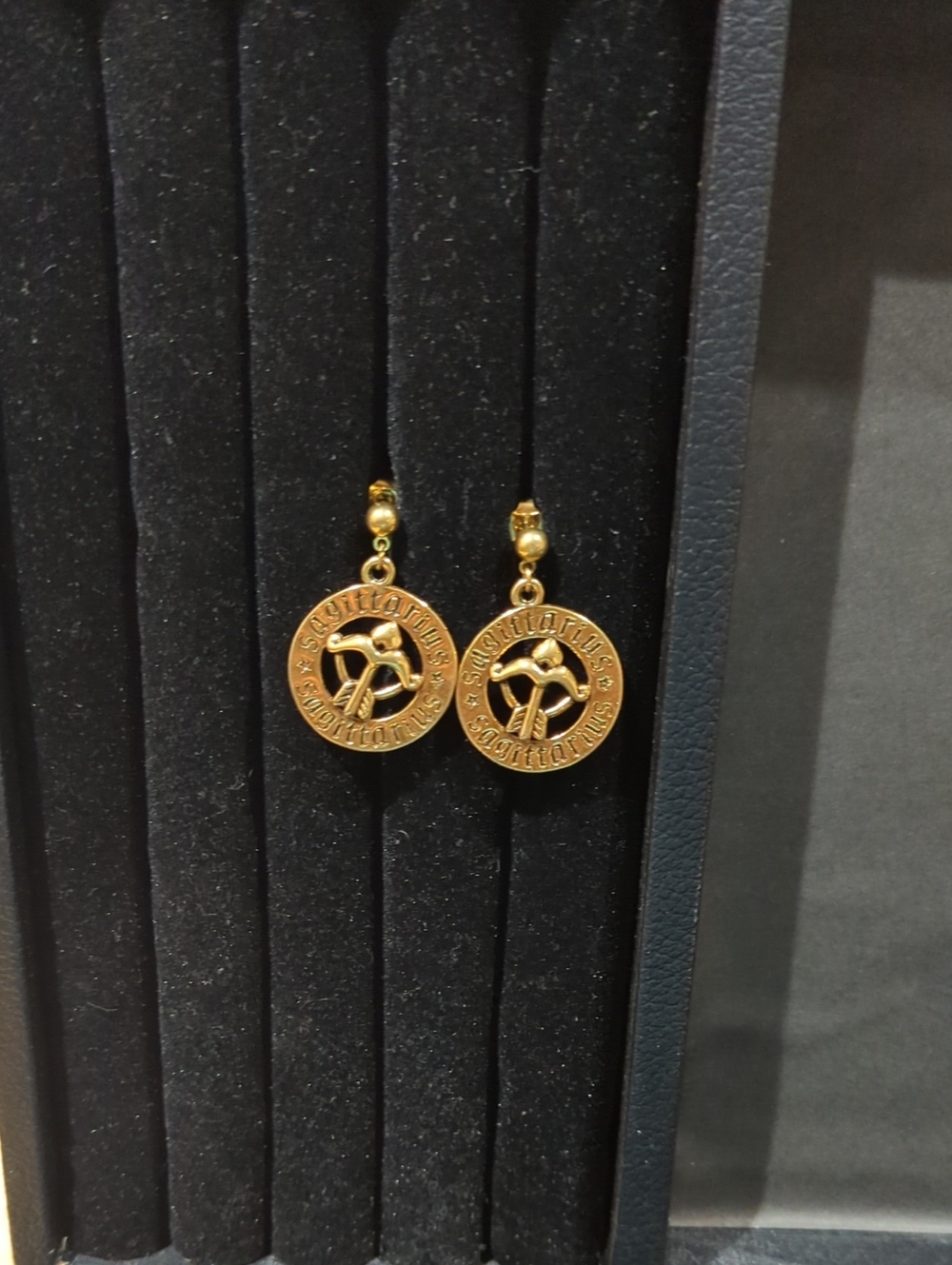 Round Pendant Drop Earrings-Sagittarius